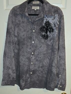 Eighty Eight Slate Gray Cotton Button-Up Shirt